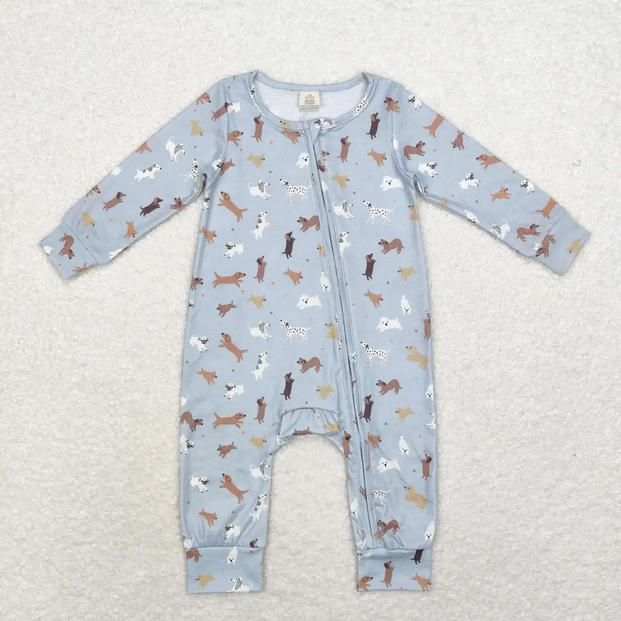 Boutique Cute Dog Print Bamboo Fabric Baby Clothes Newborn Baby Zip Romper Sleepers Kids Clothes