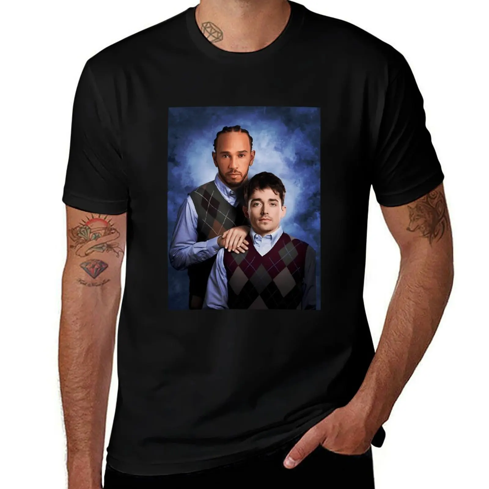 

Vintage Charl.es Lecle.rc and Lew.is Hamilt.on Meme T-Shirt t shirts for man cotton soft men t shirt cotton 100%