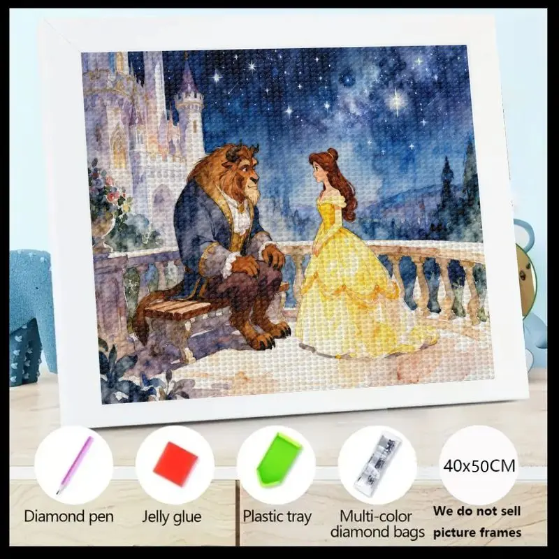 

1 шт. 5D алмазный набор для рисования, Красавица и чудовище Бель и чудовище романтический замок сцена, сделай сам, полная дрель, кристаллическое алмазное искусство, Рейн