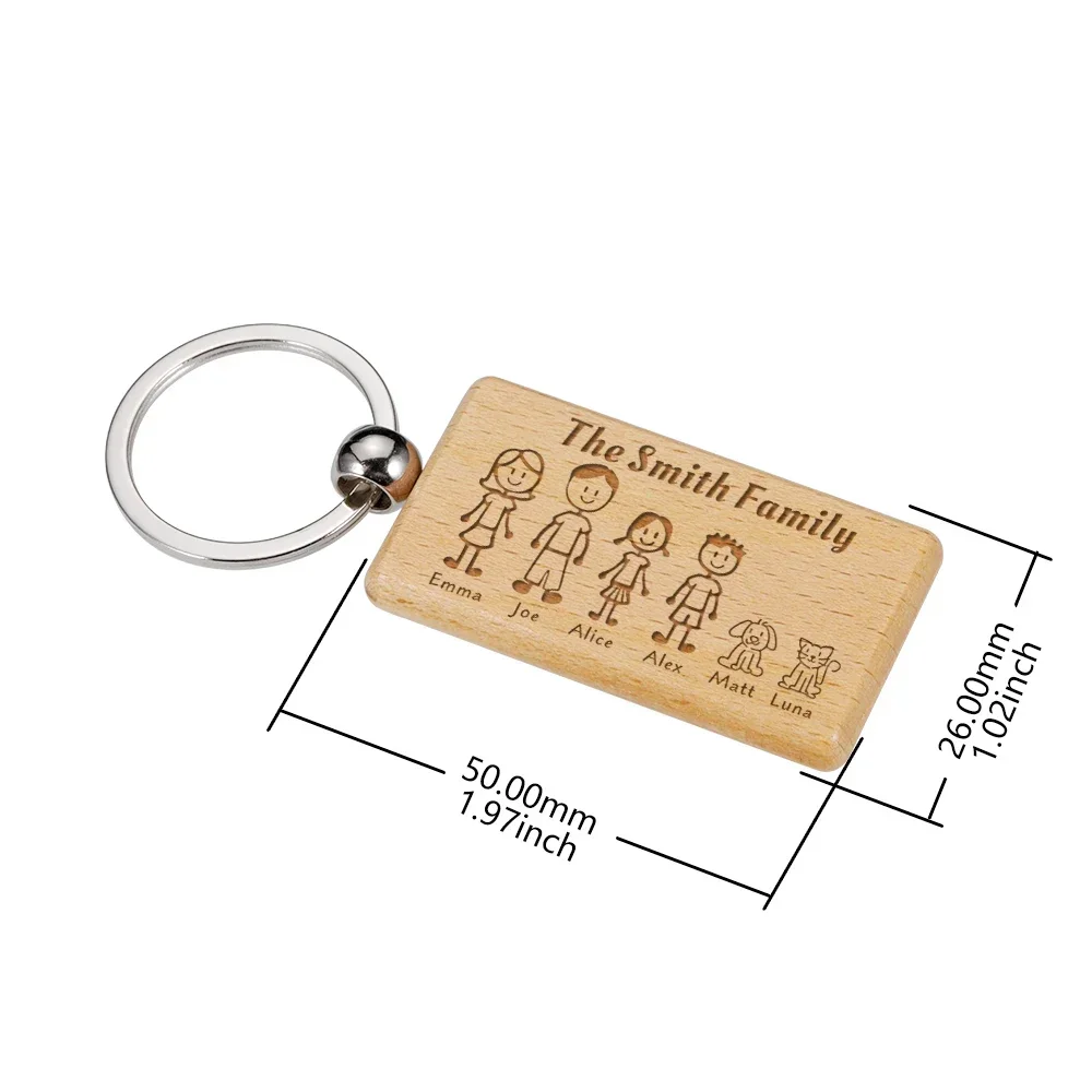 Family Love Wooden Keychain Personalized Gift Engraved The Smith Family For Parents Children Present Keyring Keychains For Men