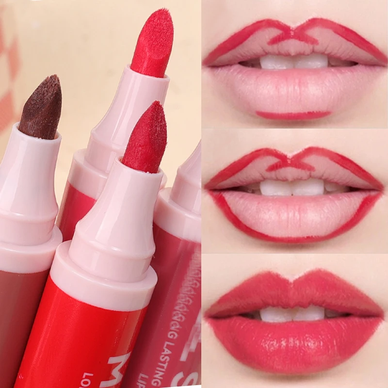 Contouring Lip Lipstick Lipliner Pen Marker Waterdicht Langdurig Niet-vlekkend Matte Naakt Fluweel Hydraterende Lipgloss Cosmetica