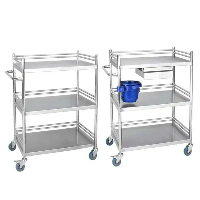 

Stainless Steel Trolley Hospital Cart salon Trolley Beauty Salon Rack Operating Room Medical Equipment Instrument Movable Cart Z