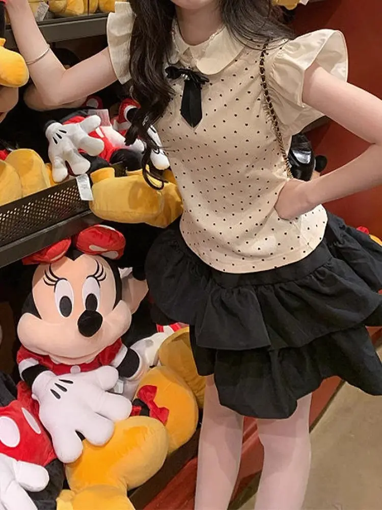 Zomer 2025, damesfaion-set, poppenkraag, Sve-cake-rok, zoete zus-outfit, College Point Small Fly Sve