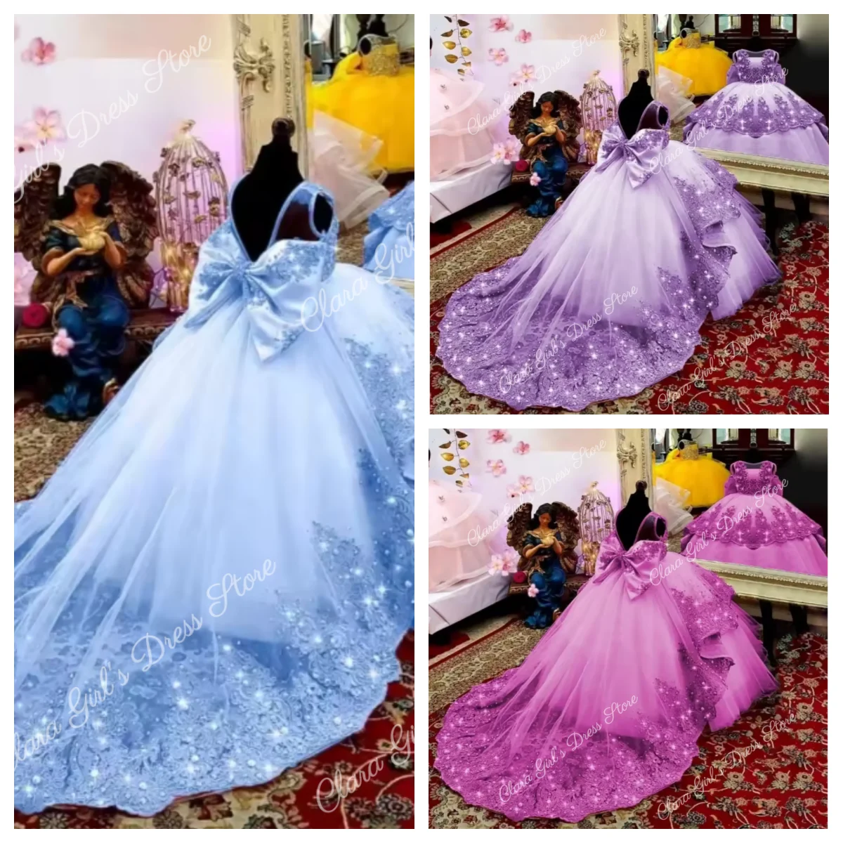 Бальное платье из тюля без рукавов с открытой спиной и бантом, украшенное кружевной аппликацией и шлейфом, элегантный дизайн для официальных мероприятий, свадеб