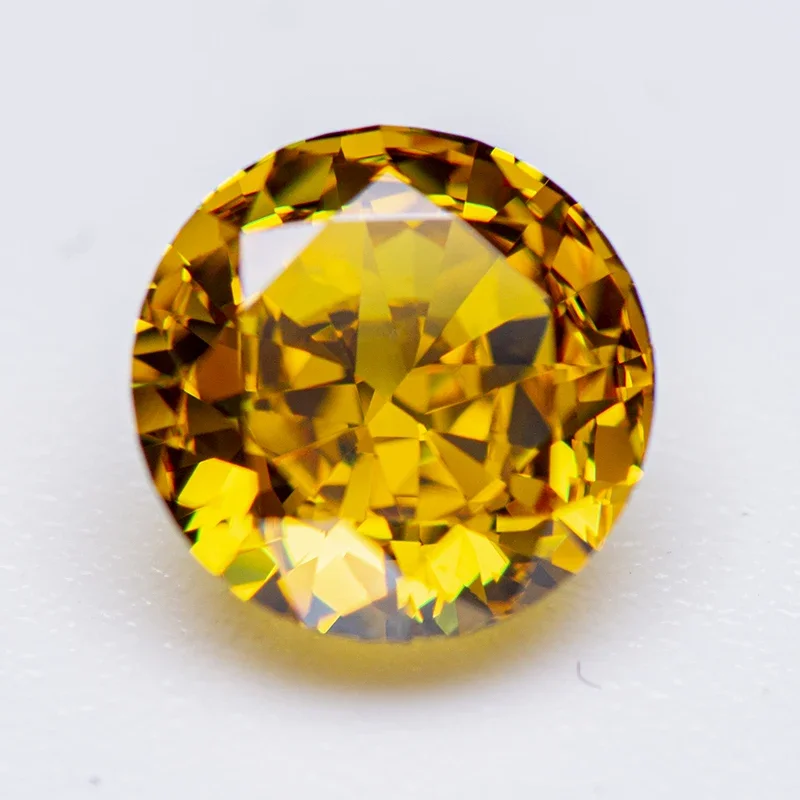 

Cubic Zirconia Crushed Ice Cut Golden Yellow Color Round Shape Charms Beads for Jewelry Making Bracelet Materials No Certificate