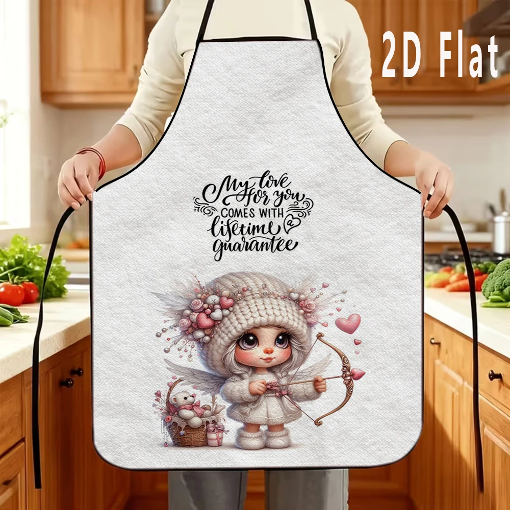 

1pc 2D Flat Cupid Print Apron, 60x80cm, Kitchen/Restaurant Apron, BBQ Apron, Durable and Easy to Clean