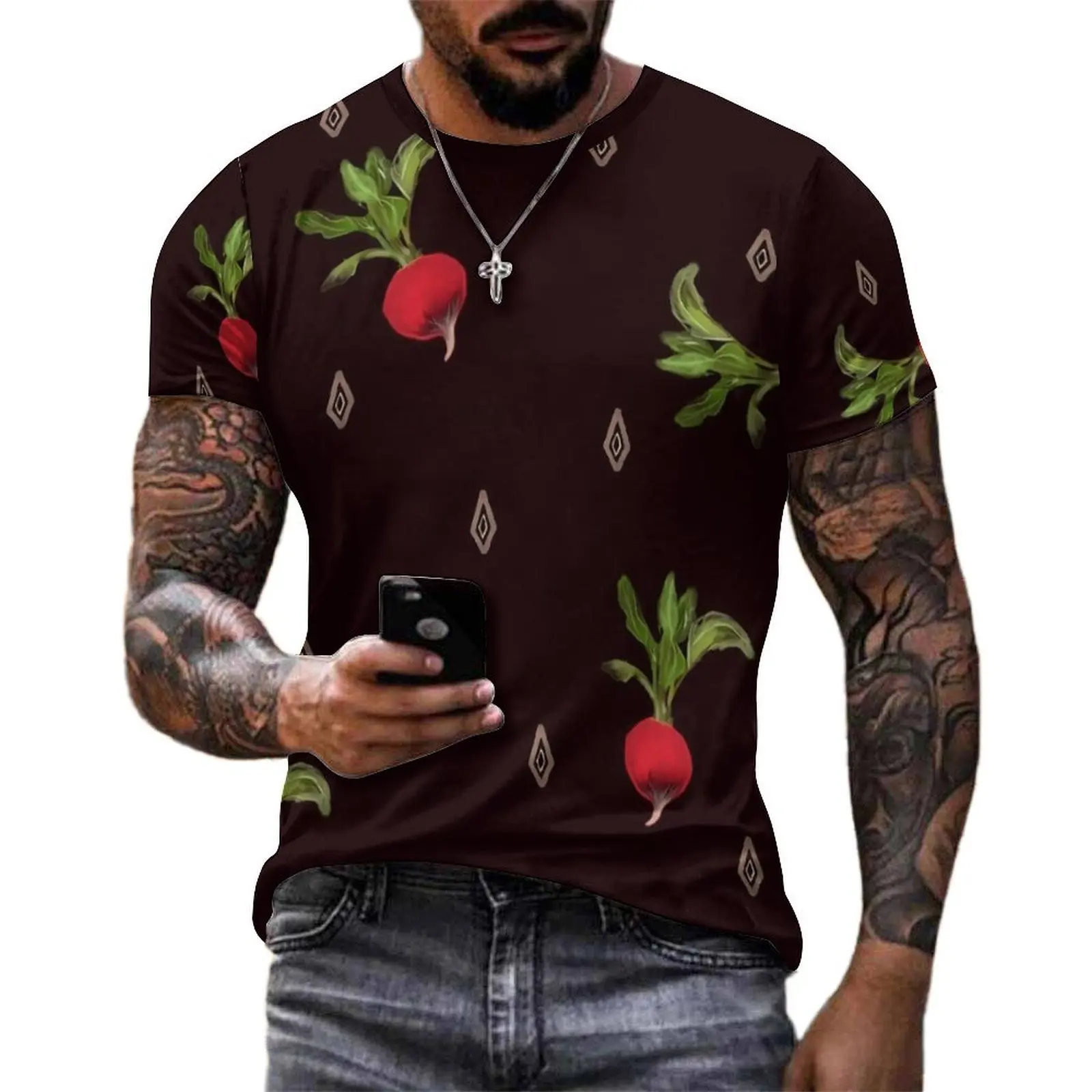 Oversized T-Shirt Summer Totally Radishes T Shirts Vegetable Print Casual O Neck Tshirt Couple Novelty Design Tees