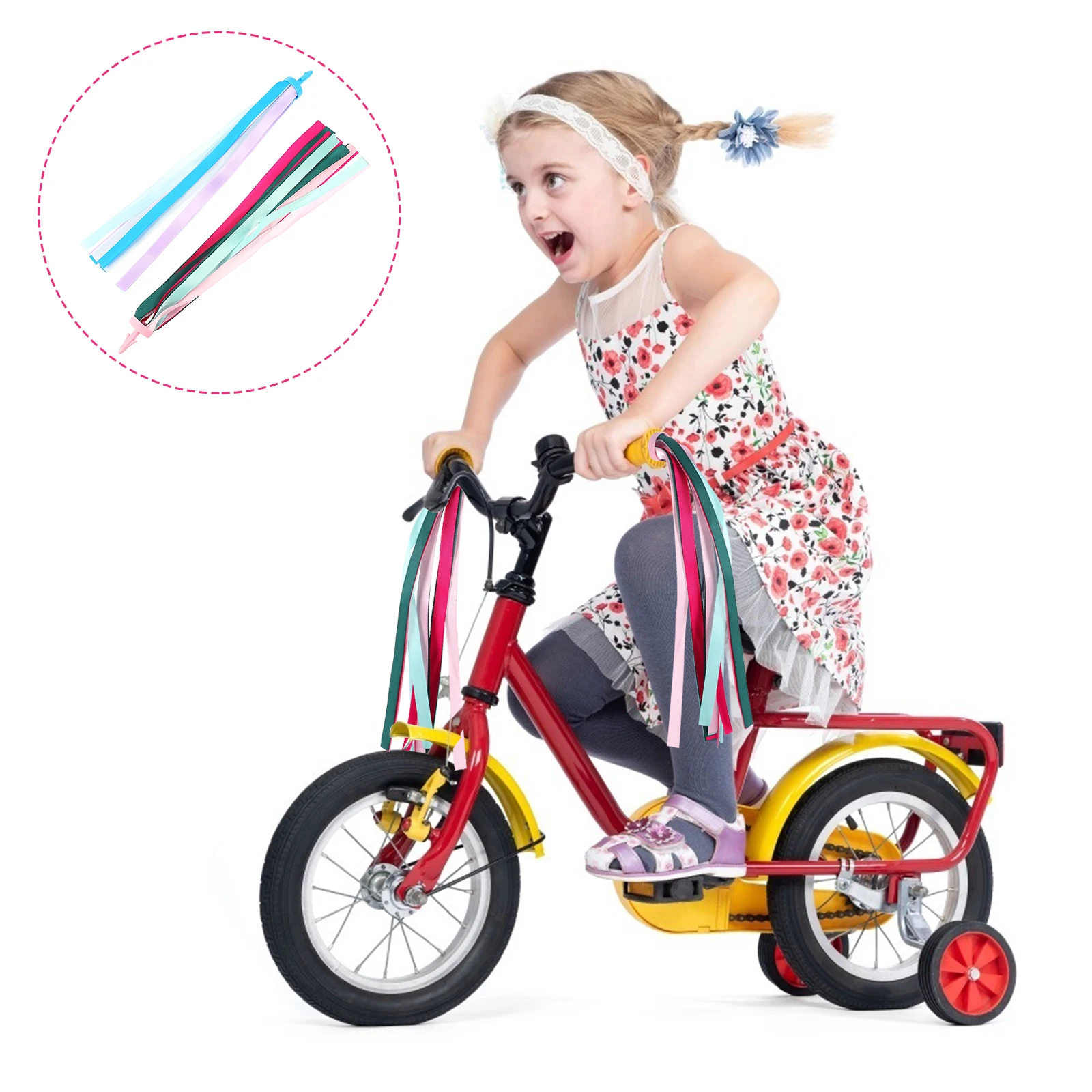 

2 Pairs Pink Ribbon Bike Streamers Scooter Tassels H Decor Kids Accessories Plastic Polyester Bright Colorful Children