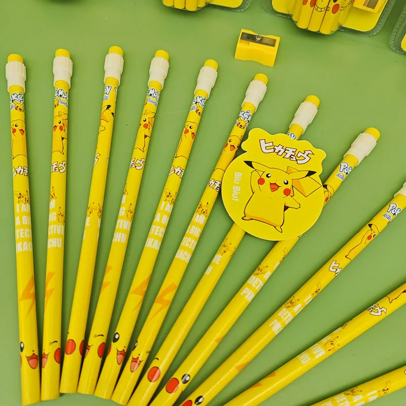 

New 12pcs Pokemon Pikachu Anime Figure Pencil Pokemon kids Pencil Kawaii Student Stationery Children's Birthday Kids Gift
