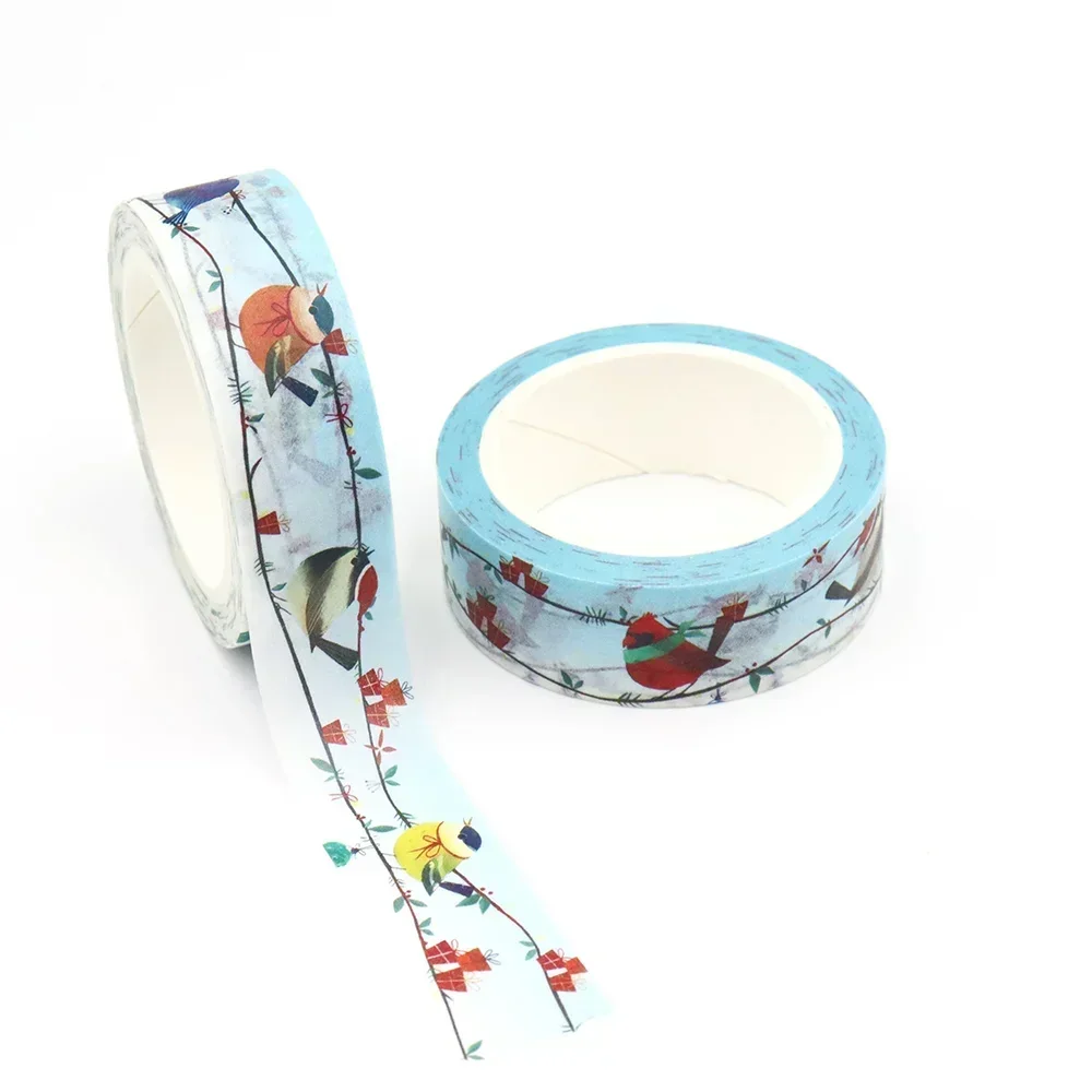 Neue 1pc 15mm x 10m Weihnachts vögel Maskierung Kleber Washi Tape Briefpapier Bürobedarf stationäre Klebeband Aufkleber