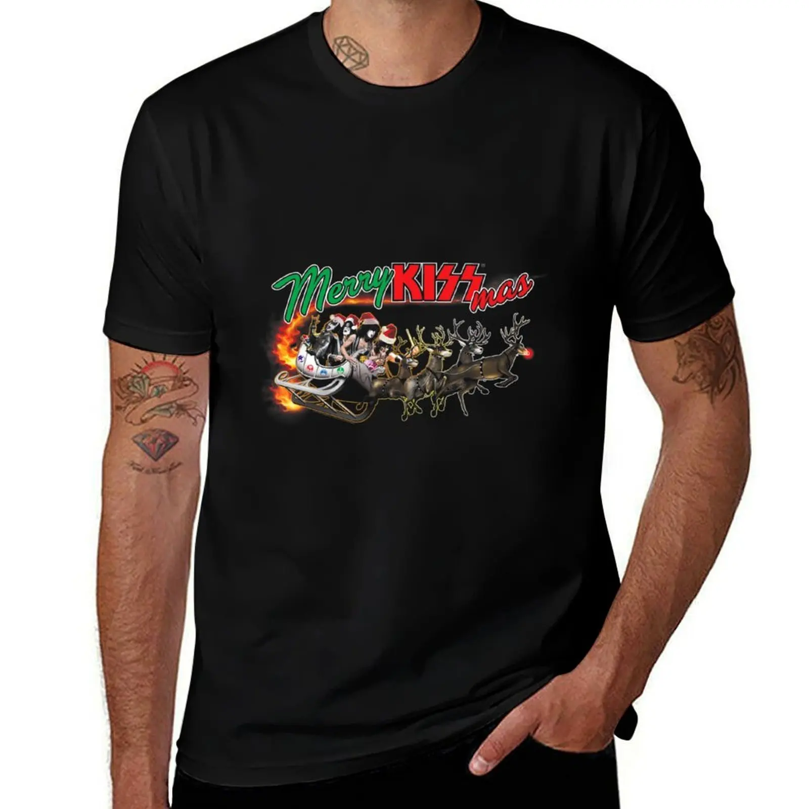 

Kiss Sleigh T-Shirt cheap stuff summer 2025 vintage t shirt men
