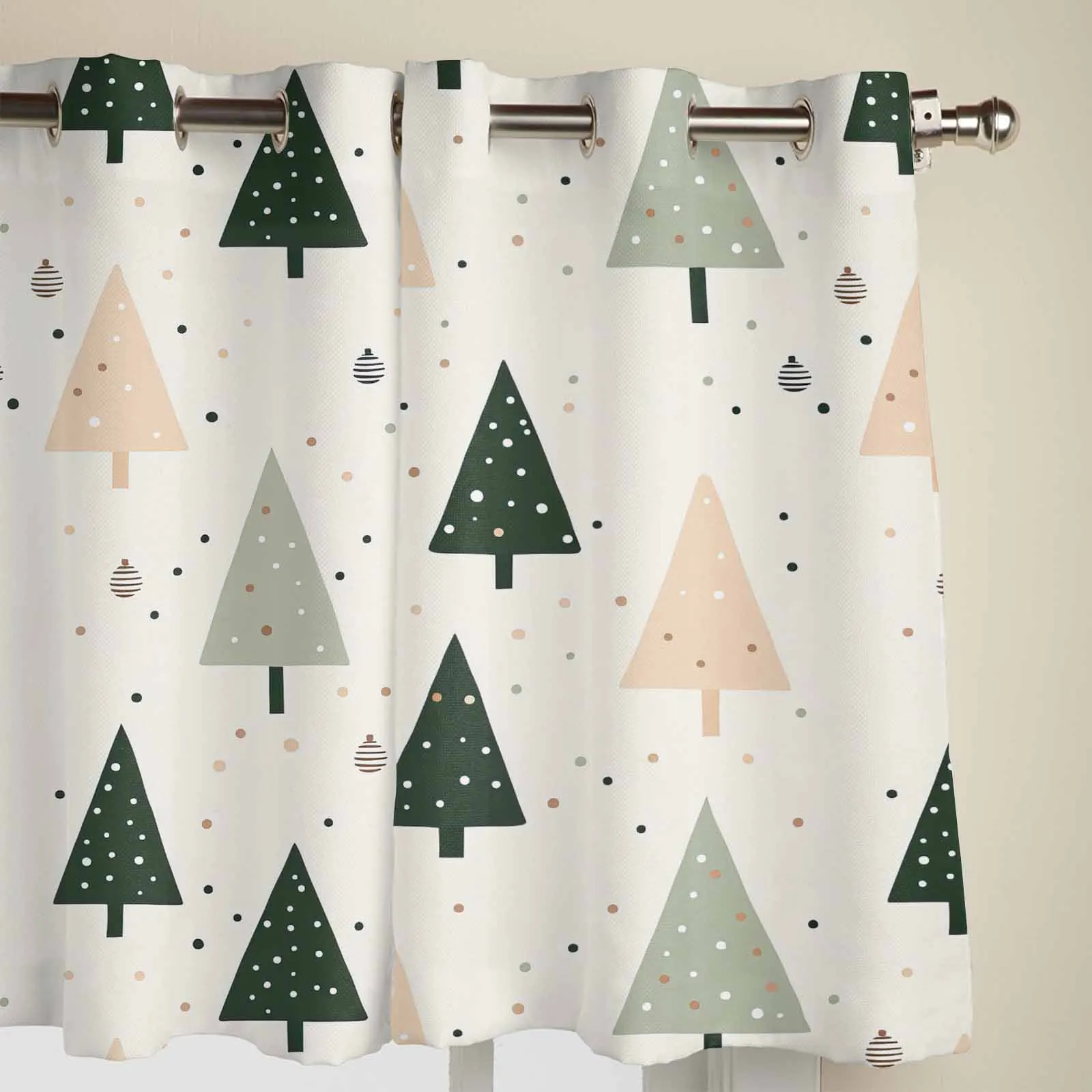 Christmas Tree Polka Dot Hand Drawn Window Curtains Printing Curtains for Living Room Modern Design Bedroom Decor Drapes