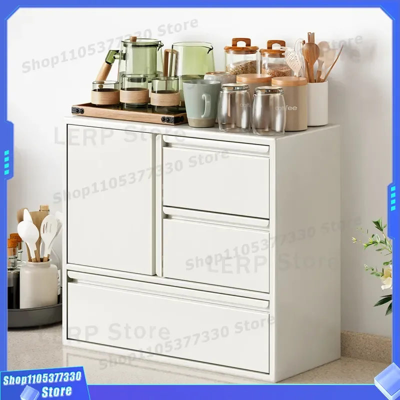 Multifunctional Kitchen Storage Cabinet Desktop Shelf Drawer Side Locker Rack for Coffee Cup Holder Organization Furniture