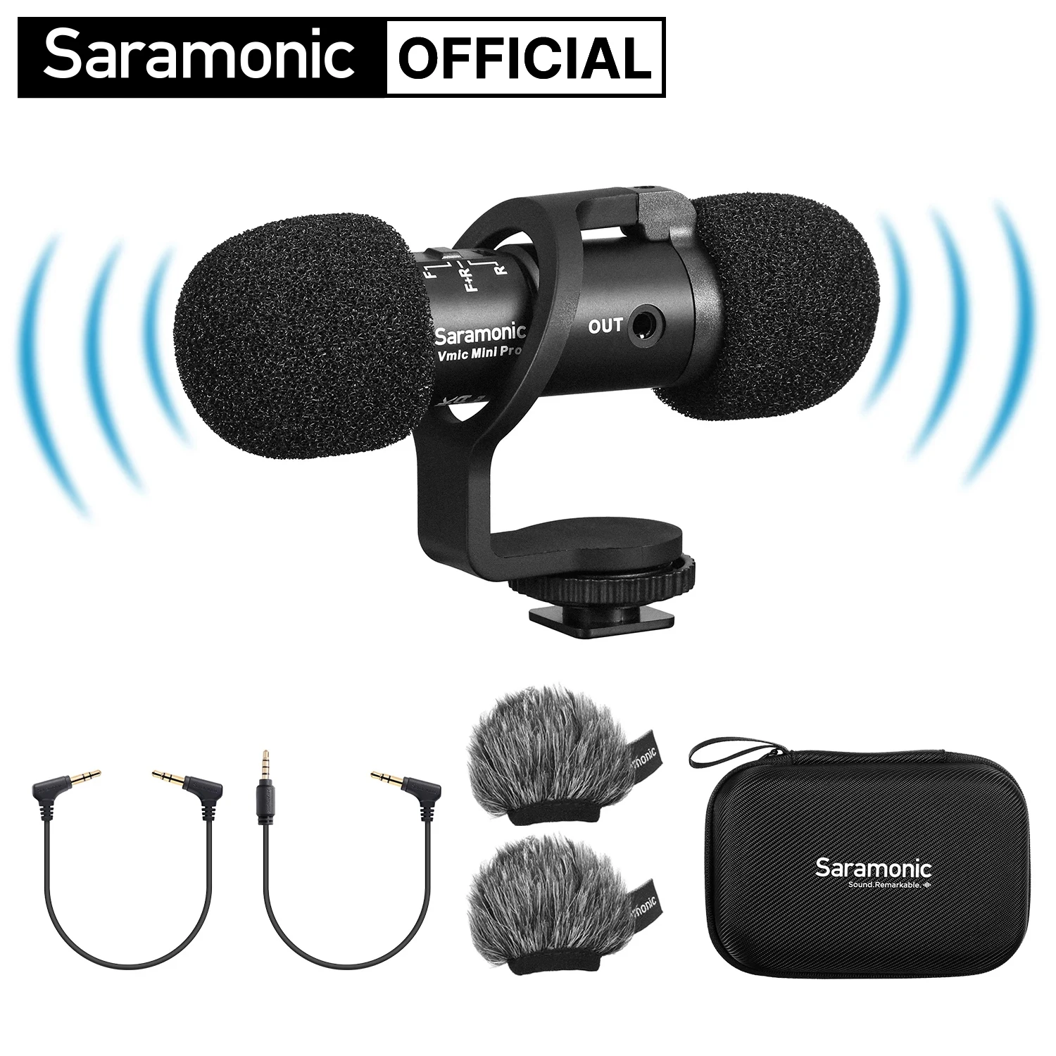 ميكروفون Saramonic Vmic mini Pro ثنائي الكبسولة على شكل قلب لهواتف iPhone وأندرويد وكاميرات DSLR والهواتف الذكية وبث مباشر ومدونة الفيديو