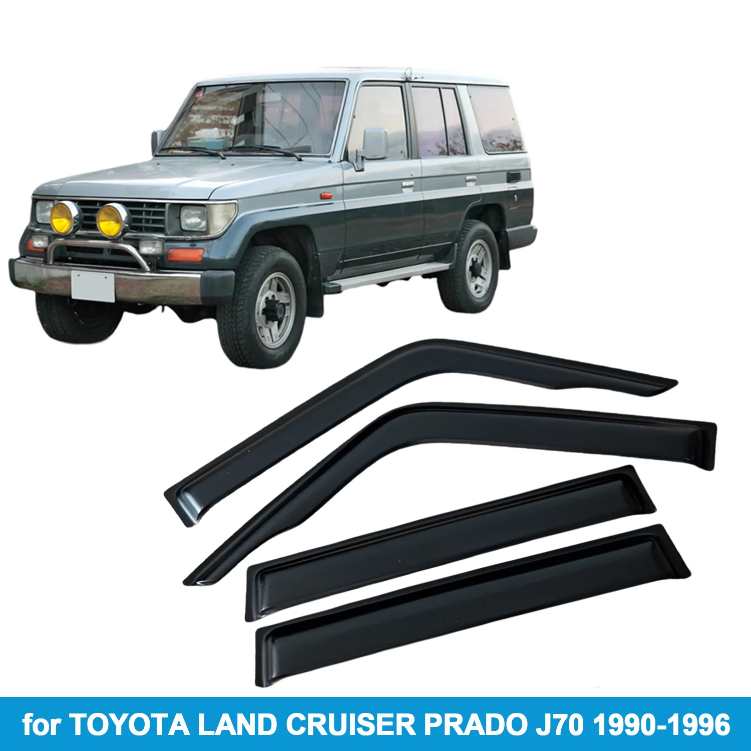 

Window Visor for TOYOTA LAND CRUISER PRADO J70 1990-1996 Rain Guard Side Vent Deflector Weathershield Outside-Mount Tape On
