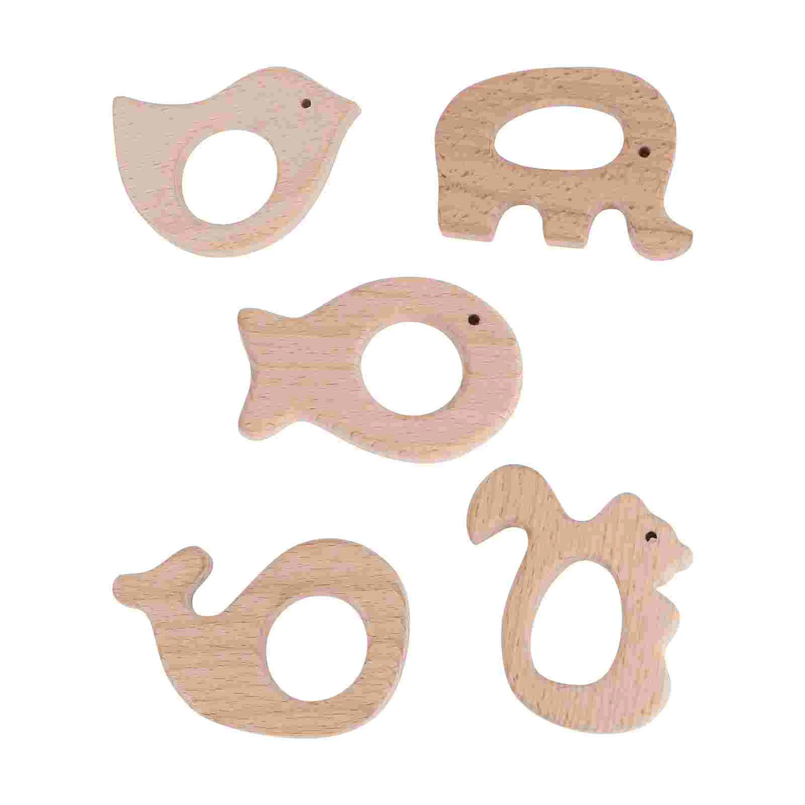 5-teiliges Block-Beißspielzeug für Kleinkinder, schönes Baby-Kauspielzeug, Beißring aus Holz in Tierform für junge Kinder