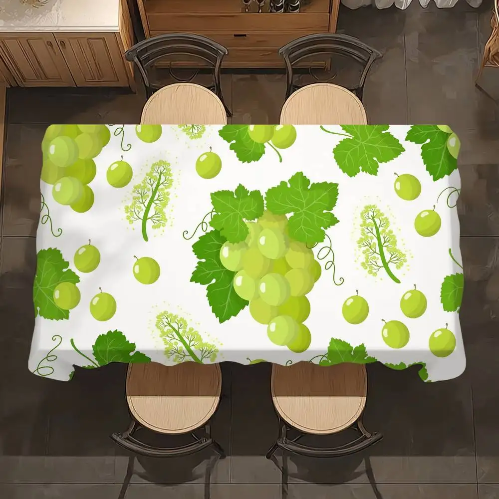 Crystal Clear Green Grapes Table Cloth Home Party Picnic Dining Room Kitchen Patios Stain-Proof Polyester Table Cloth