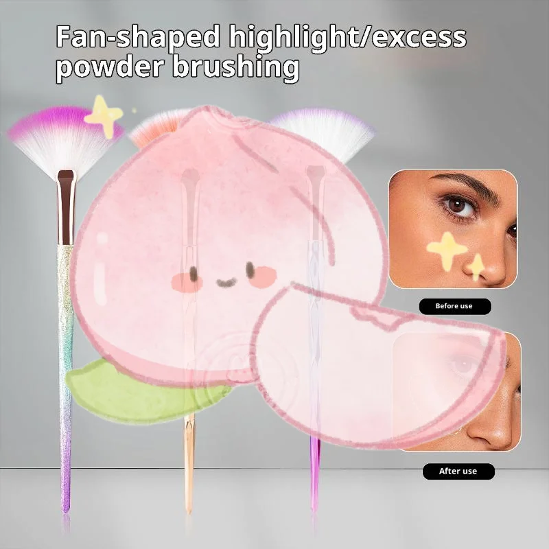 فرشاة مكياج كبيرة مسطحة لتسليط الضوء على شكل مروحة أحمر الخدود، فرشاة مكياج بودرة فضفاضة للوجه، أدوات كورية ناعمة ومريحة حتى الألوان للنساء #1