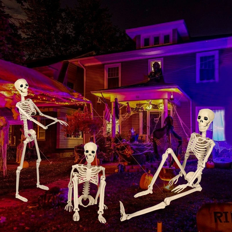 

Halloween Realistic Plastic Skeleton Prop Decoration Escape Room Bar KTV Haunted House Party Ornament Spooky Tabletop Display