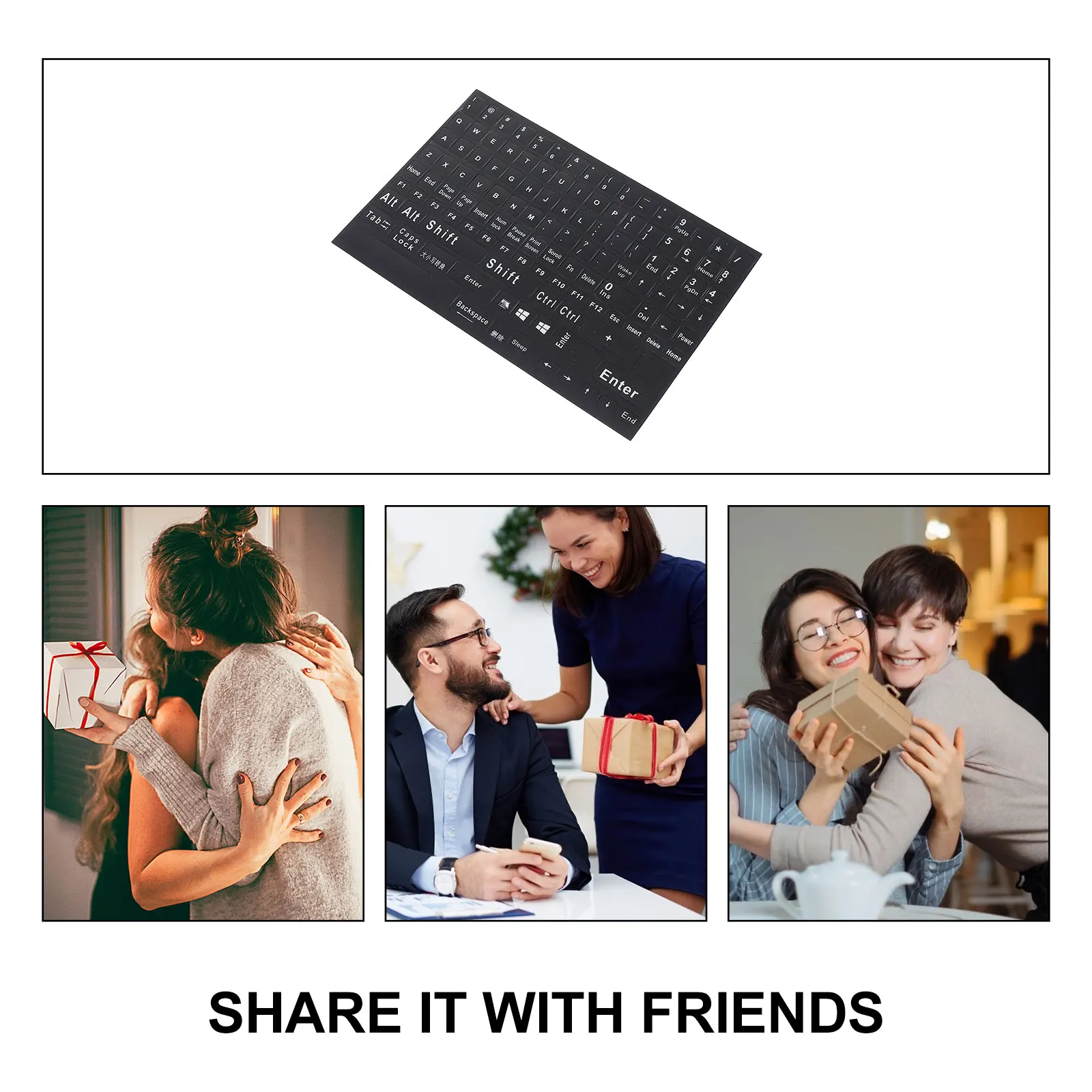 

2pcs English Keyboard Stickers Clear Large Print For Desktop Laptop Computer Notebook Universal Keyboards Full Coverage