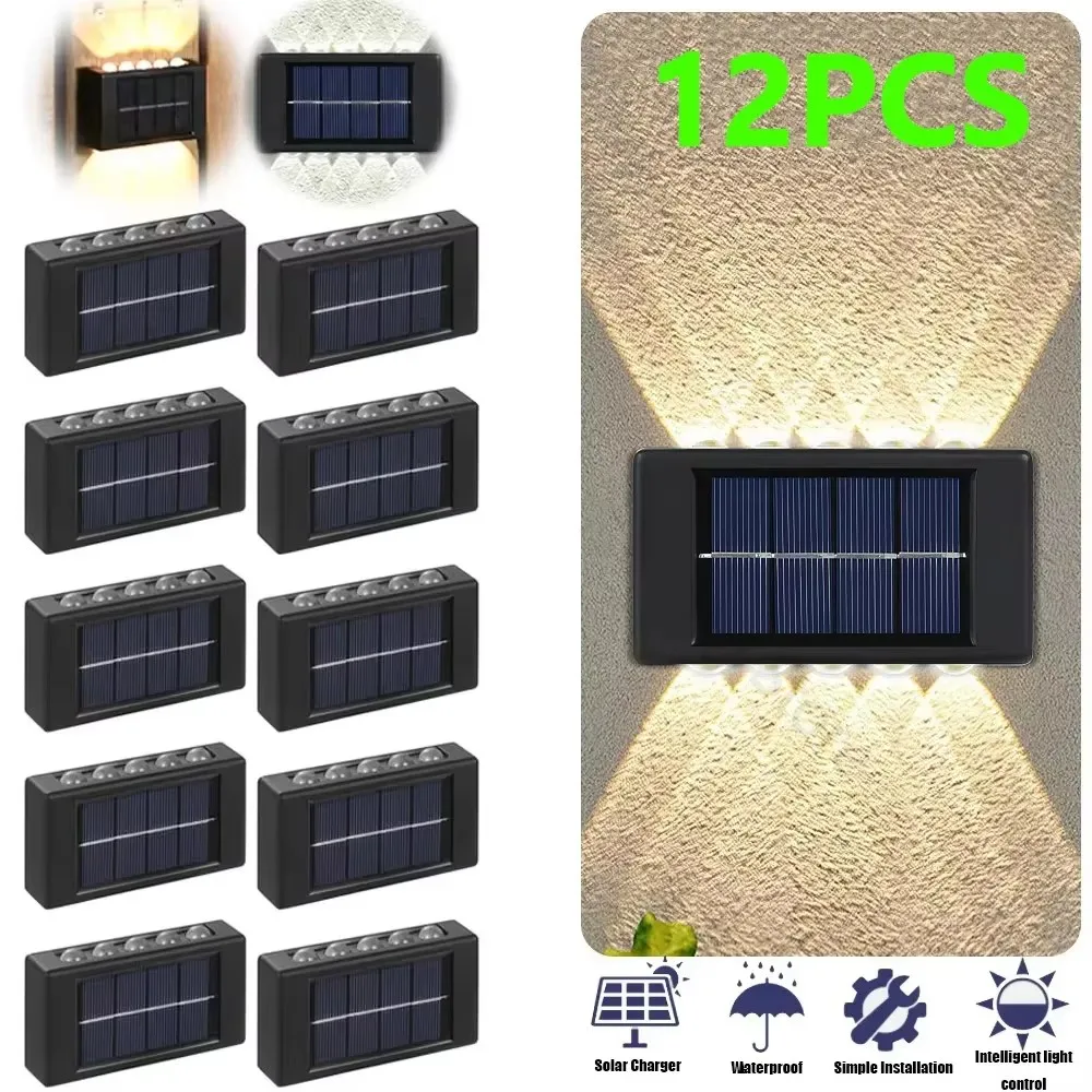 

1-12Pcs Outdoor Solar Garden Led Lights Waterproof Solar Up And Down Street Yard Wall Lamp Solar Lantern Solar Powered Sunlight