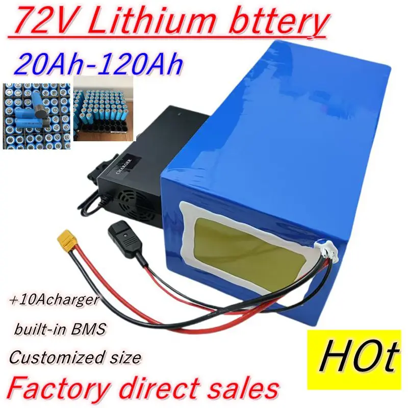 

BMS au lithium-ion avec charger, 60Ah, 72V, 50Ah, 80Ah, 72V, 40Ah, 100Ah, films, ion pour scooter, vélo électrique, moto, camion