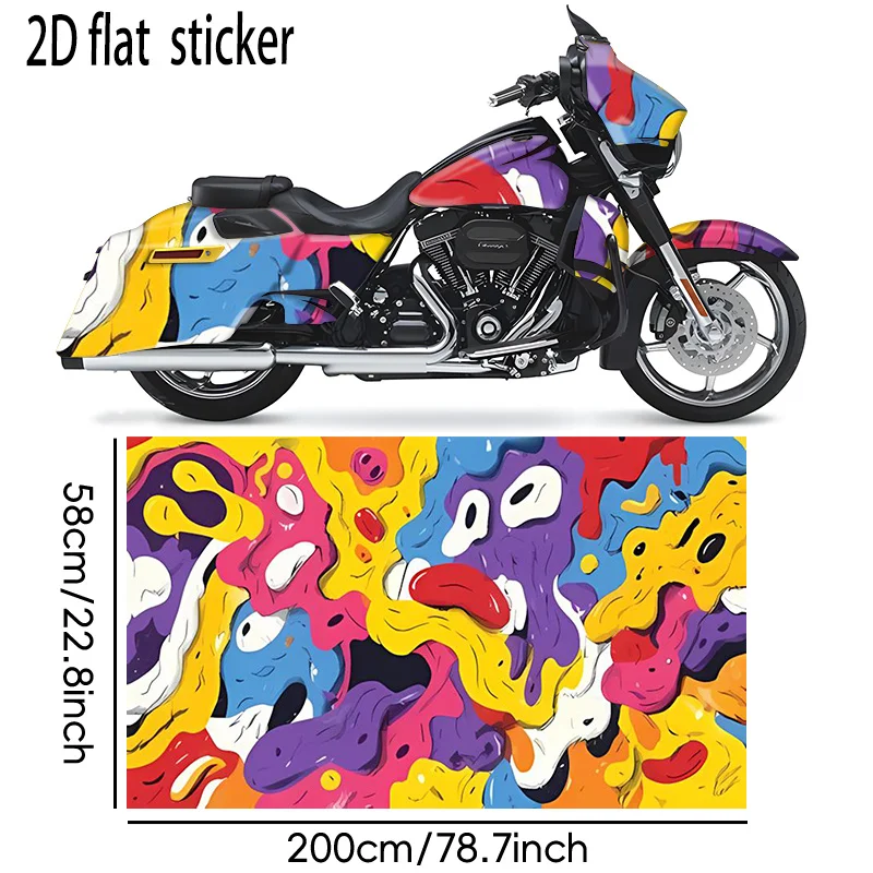 

Наклейка на мотоцикл (2 шт.), красочный абстрактный художественный узор, 2D плоский рисунок, подходит для большинства моделей мотоциклов.