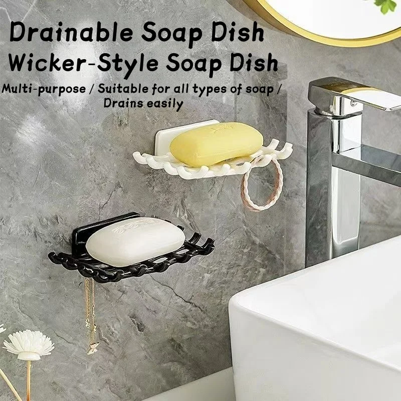 2pcs Soap Rack Soap Box Soap Dish Soap Drain Box Bathroom Countertop Shelf Kitchen Storage Rack Multi-Compartment Soap Rack