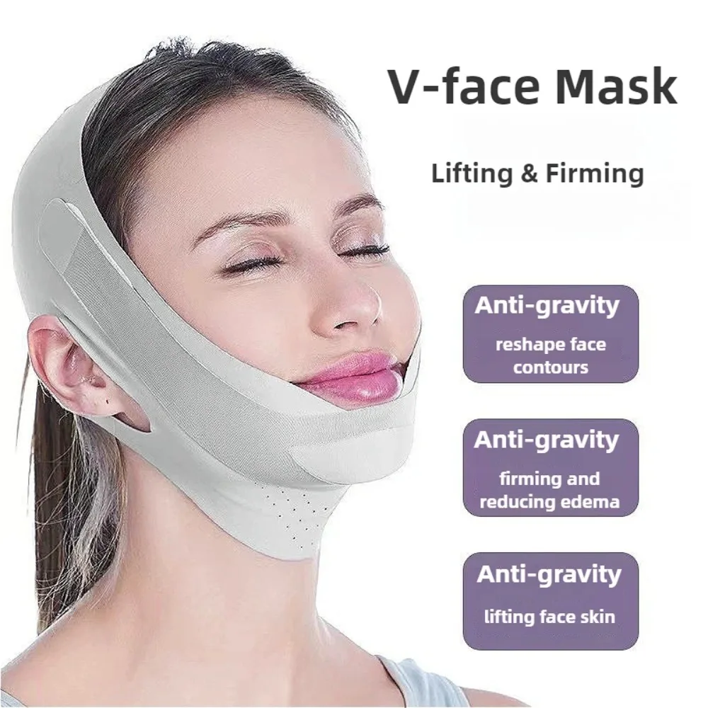 التنظيم المزدوج على شكل حرف V مشكل الوجه حزام رفع الوجه التخسيس ضمادة تنفس الذقن الخد رفع حزام مدلك العناية بالبشرة #2