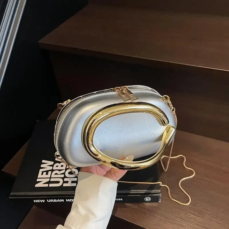 

Stylish Z-Theme Tiny Square Box Bag Clutch Evening Bag with Chain Elements Fashionable Shoulder Bag for Women