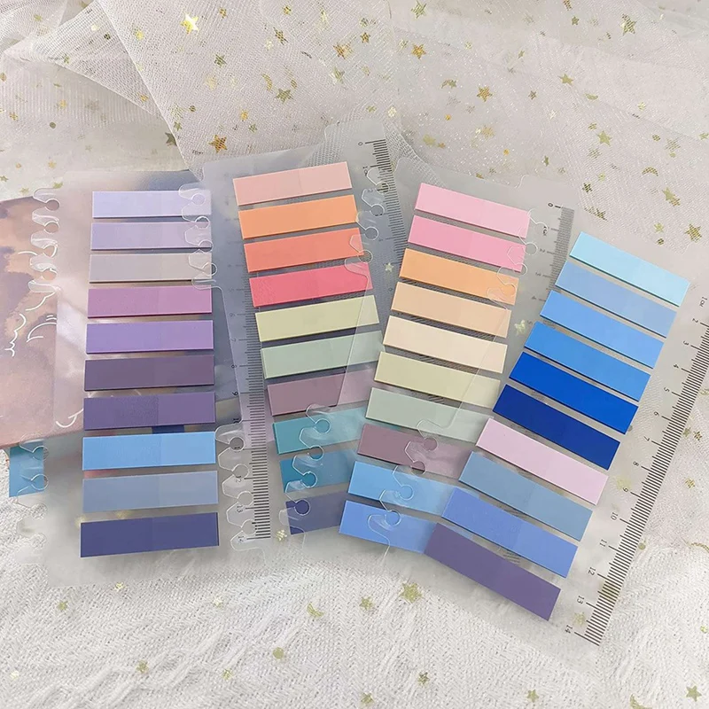 علامات التبويب مؤشر لزجة مع حاكم لتحديد الصفحة ، ملاحظات لاصقة صفحة للكتابة ، 4 ورقة Morandi الشريط ، 1600 قطعة