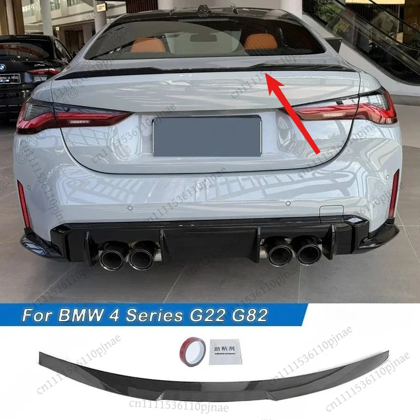 For BMW 4 Series G22 G82 2020 2021 2022 2023 2024 2-Door Coupe M4 Style  Rear Spoiler Rear Trunk Tail Wing Body Kits Gloss Black