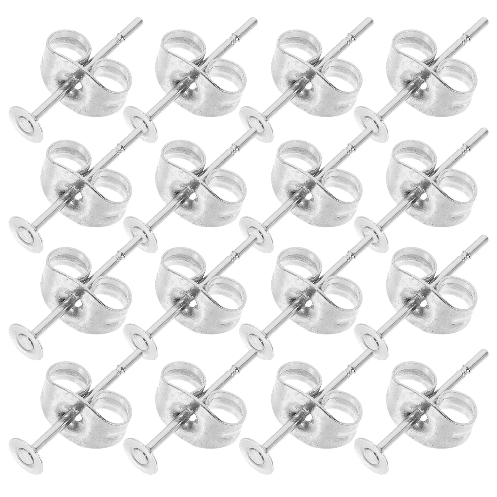 

50Pcs Flat Head Earring Posts with Backs for DIY Stud Earrings Jewelry Making Material Creative Ear Accessories Set