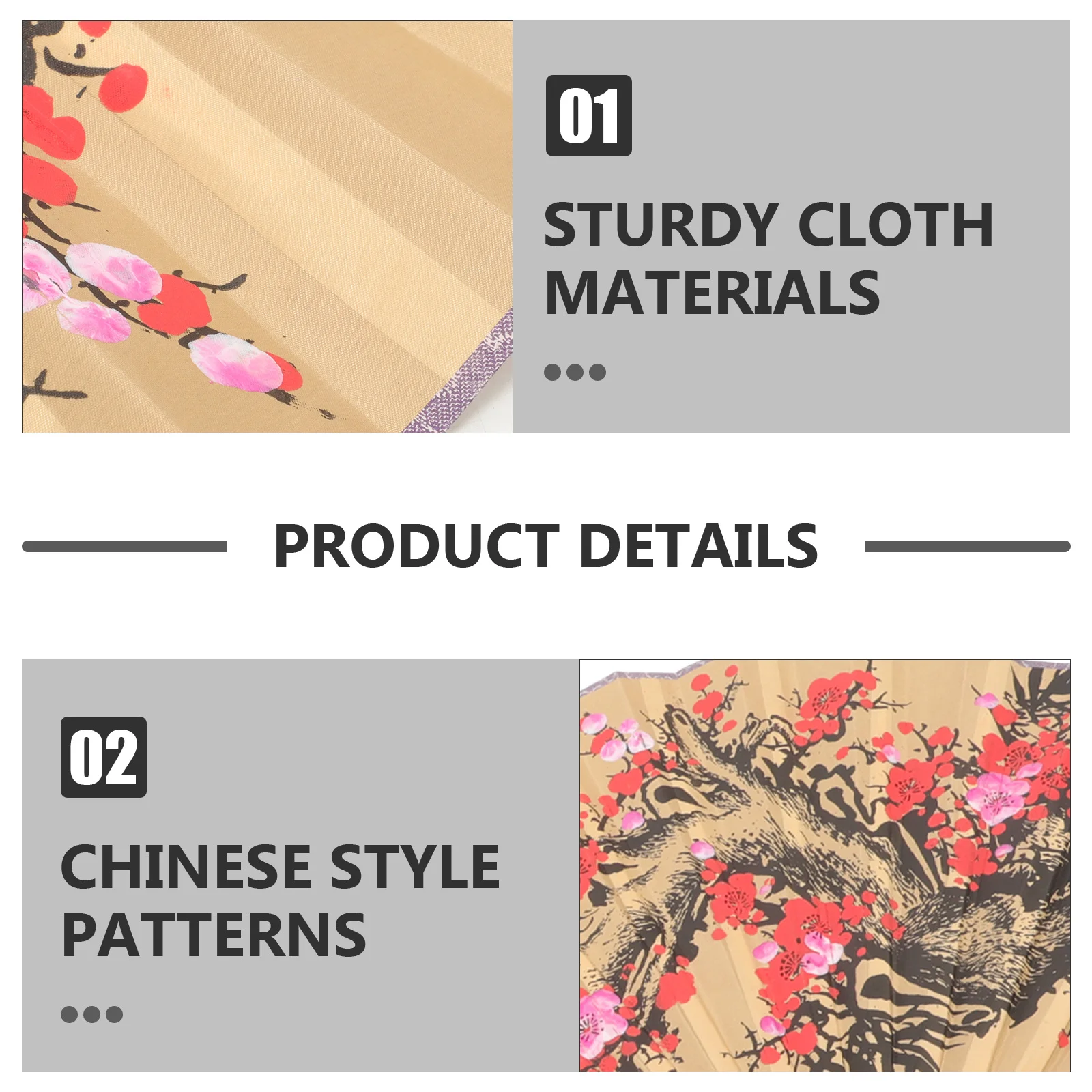 

Wall Fan Decor Oversized Chinese Style Paper Fan with Flower Design Folding Wall Hanging Art Piece