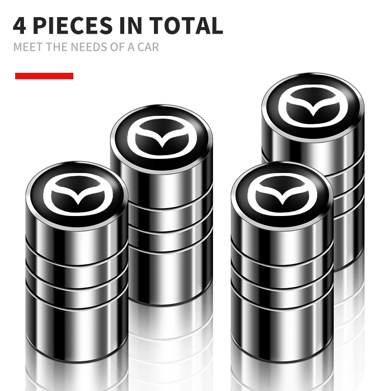 4Pcs Car Wheel Tire Valve Caps Dustproof Tyre Valve Stem Cap For Mazda 6 3 CX5 5 2 323 CX7 Demio Atenza Axela MX30 CX30 CX3 CX9