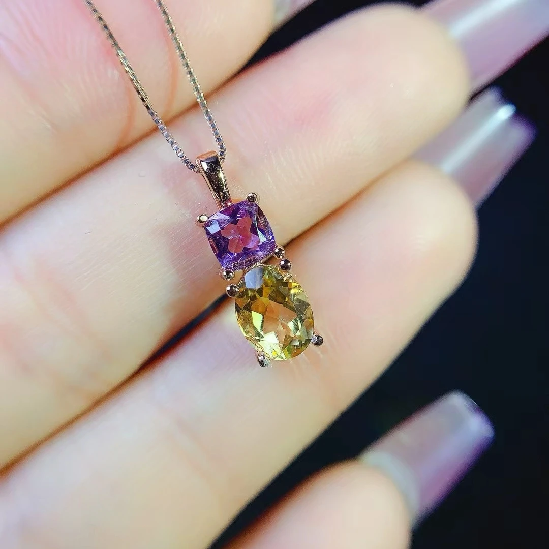 KJJEAXCMY Natural Brazilian Crystal Pendant High Clarity Lustrous Color Locking S925 Silver Electroplated Jewelry Gift for Women