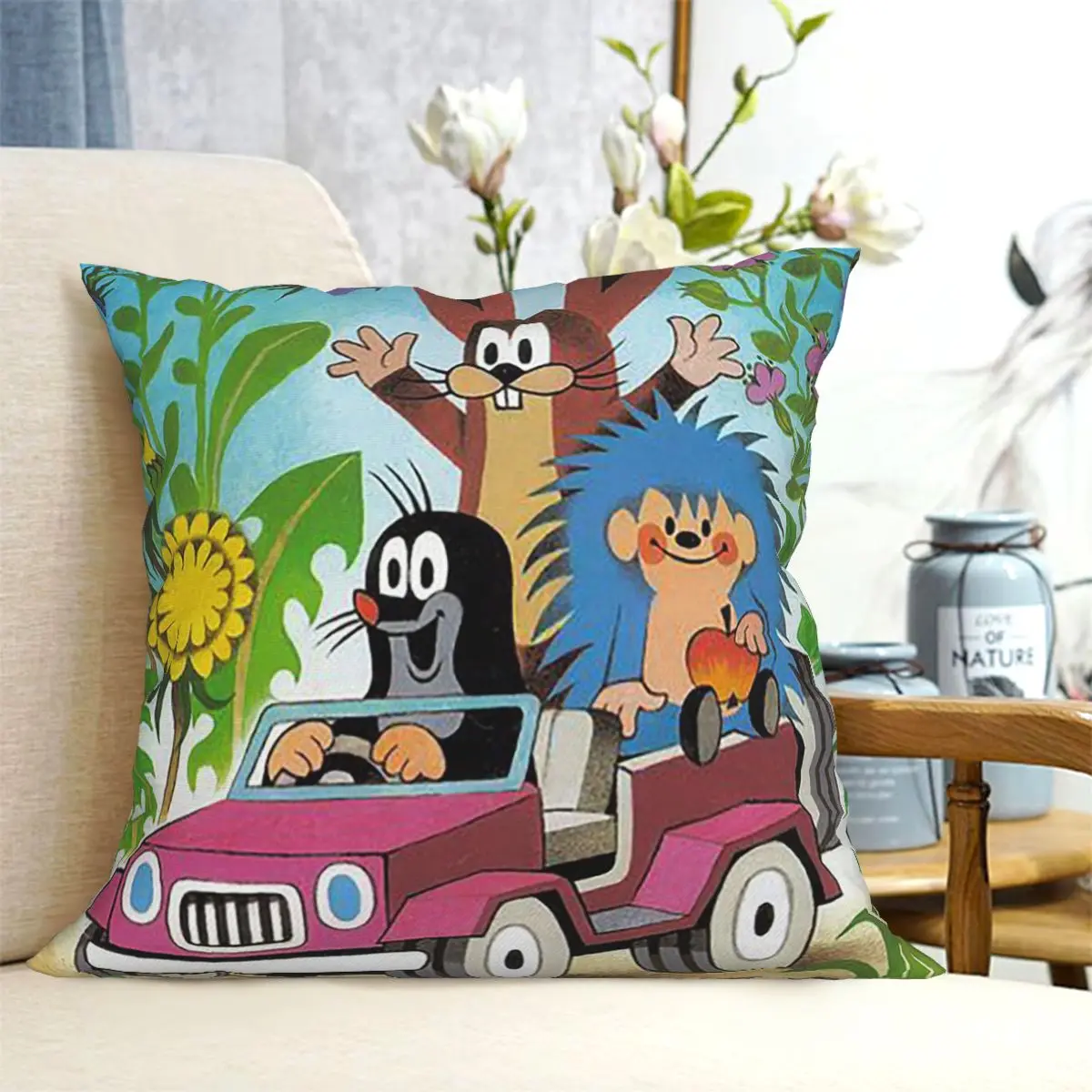 Mole Krtek Cute Little Maulwurf Square Pillowcase Cushion Cover Pillow Case Throw Pillow Cover for Home Sofa Living Room