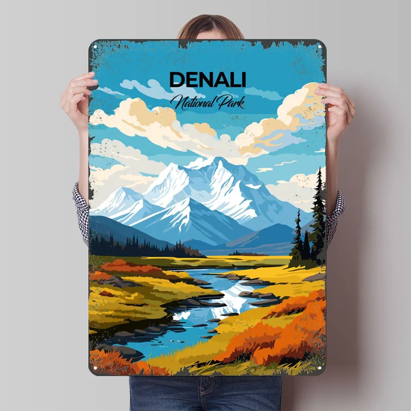 Denali National Park Travel Metal Poster Bedroom Decoration Room Decor Men Custom Metal Tin Signs for Wall Art Decoration Retro