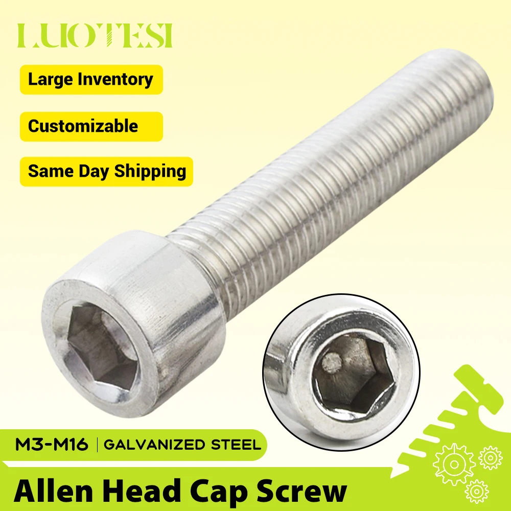 Allen Head Cap Screw Bolts Galvanized Steel M3 M4 M5 M6 M8 M10 M12 Hex Hexagon Socket Head Cap Screw Bolts Without Knurled GB70