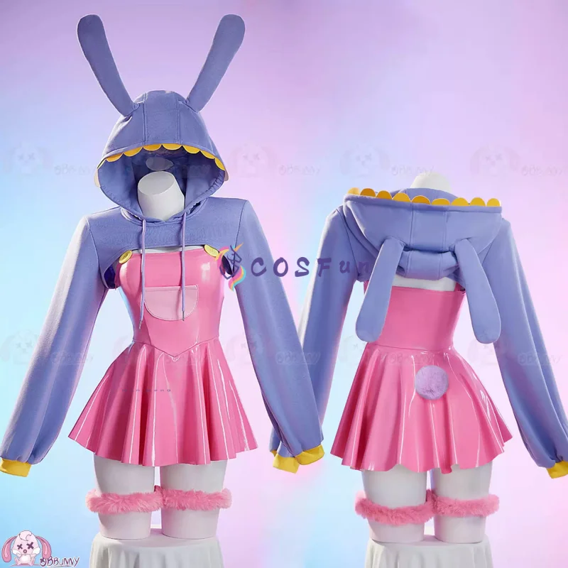 

The Amazing Digital Circus Jax Cosplay Costume Rabbit Slip Dress Hallowmas Christmas Role Play Women COSFun