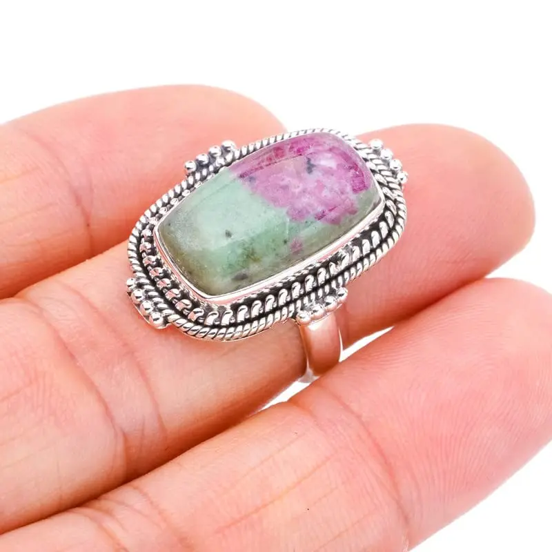 StarGems® Natural Ruby Zoisite Handmade 925 Sterling Silver Ring 5.75 F1329