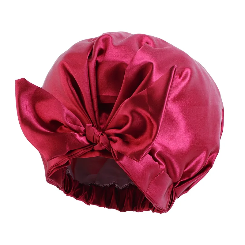 Women Night Sleep Cap Sat10 Color Polyester Elastic Night Sleeping  Satin Shower Cap Hair Bonnet Hat Head Cover