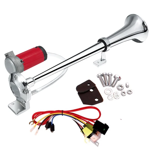 Imagen 1 del producto Kit de Bocina de Aire de 12V con Trompeta Única y Compresor Universal para Camión, Auto y SUV, Fácil Instalación, Sonido Potente