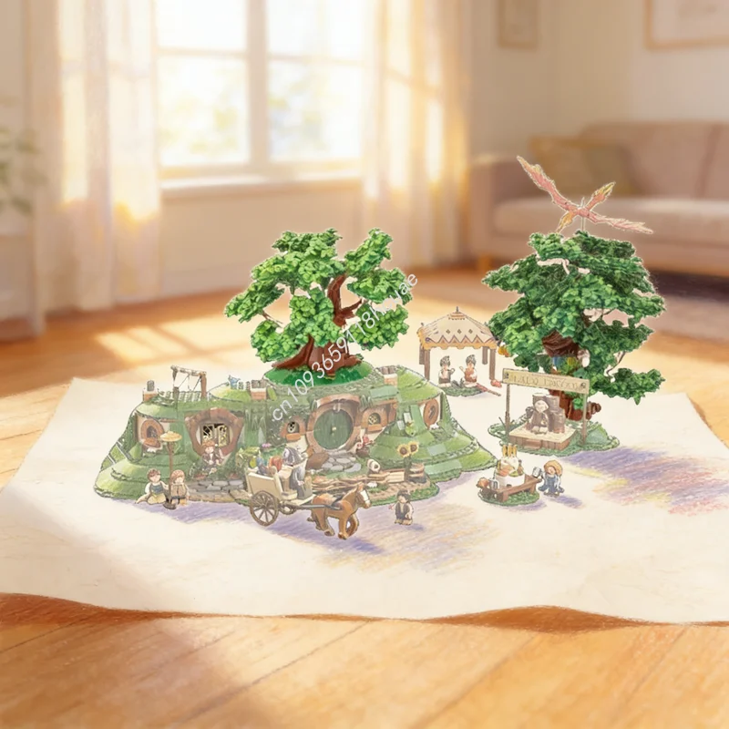 1427 Piezas MOC El Señor de los Anillos El Campo de Hobbit Bosque de los Árboles Lujosos Bloques de Construcción Juguetes de Construcción Regalo de Navidad Educación Creativa