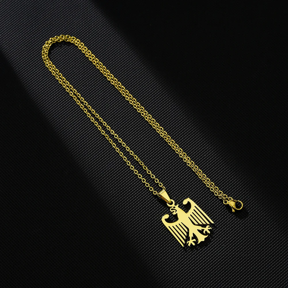 عبر الحدود نمط جديد مخصص الفولاذ المقاوم للصدأ الألمانية النسر الشعار الوطني زوجين قلادة قلادة سترة سلسلة