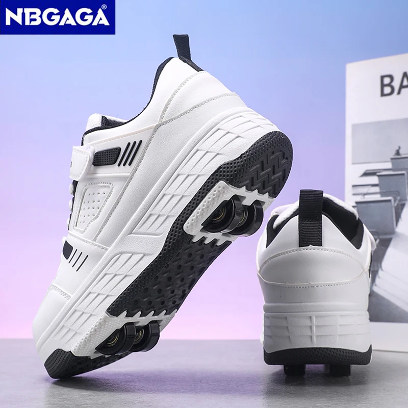 Children's 4-Wheels Removable Roller Skate Shoes Student Non-Slip Inline Skates for Boys Girls Casual Outdoor Sports Walking