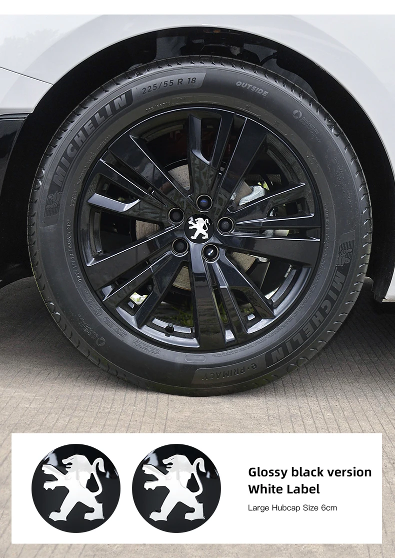 4er-Set spezielle Radnabenabdeckungen für neue Peugeot Modelle 206, 307, 308, 207, 3008, 208, 407, 508, 2008, 5008, 301, 406, 408, 607, 4008 – Detail 10