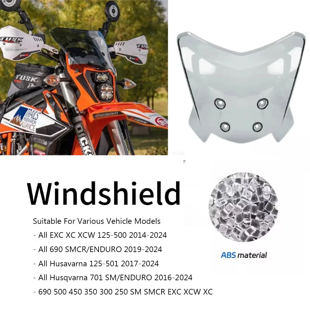 Motorcycle Windshield Windscreen Wind Deflector For All 690 SMC R ENDURO / EXC XC XCW 125-500 / Husavarna 701 SM/ENDURO 125-501