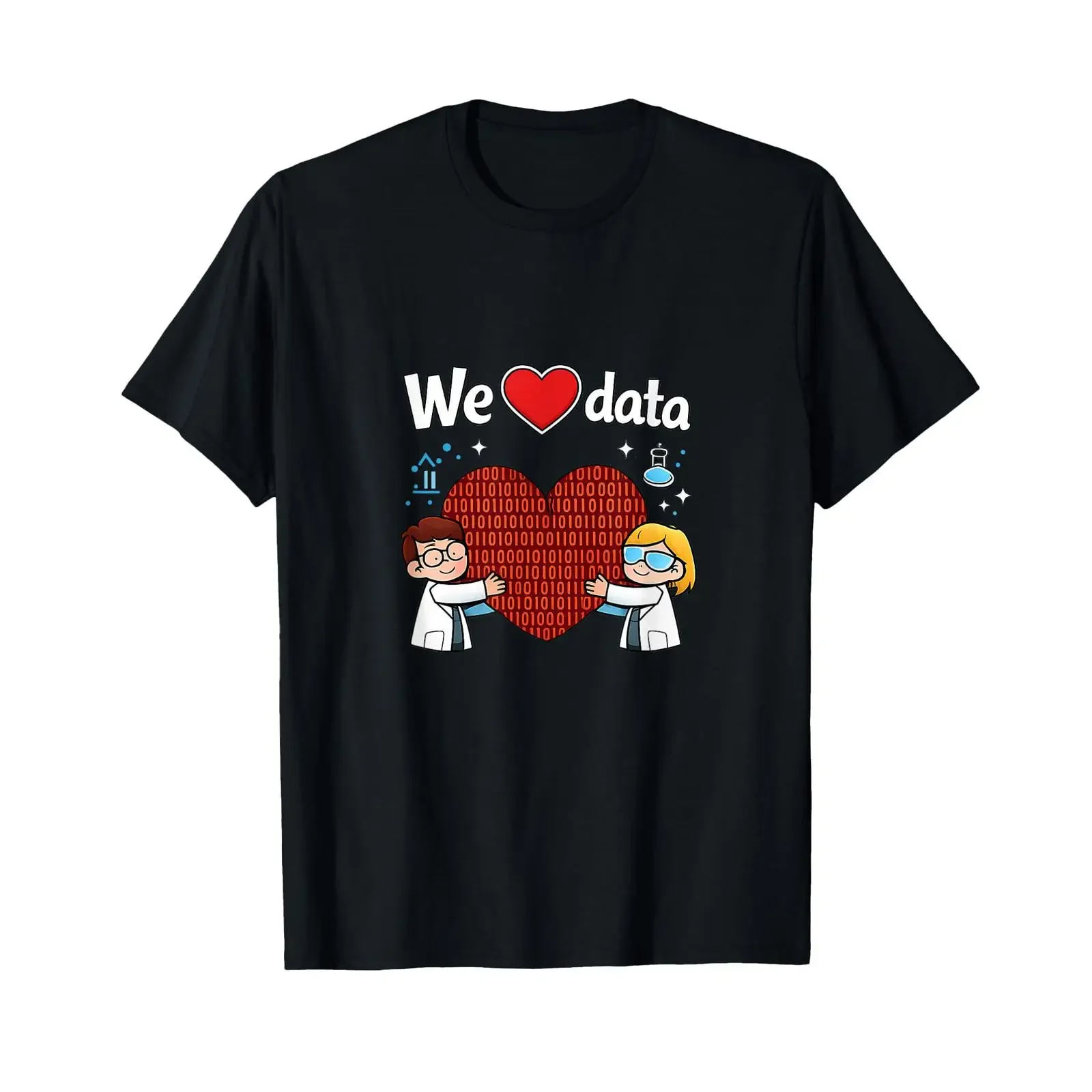 We Heart Data Scientist Novelty Binary Love Design T Shirt vintage Washed Breathable designer clothes Casual fashion Unisex