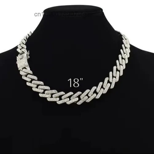 Hop Hip Miami Cuban Link Chain Necklace Iced Out Moissanite Diamond With 925 Silver Fine Jewelry Trendy Rapper Party For Mens.
